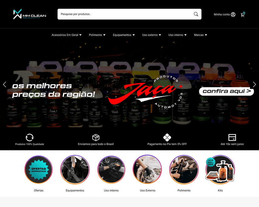 Loja MM Clean - Ecommerce para produtos automotivos